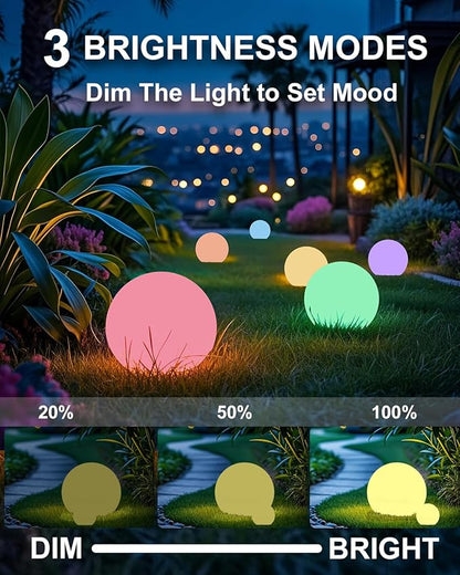 shumi 8-inch Solar Globe Lights Outdoor Waterproof, LED Solar Ball Light Outdoor 16 RGB Colors 4 Modes with Remote Control, Solar Shpere Lamp Orb Light for Outside Garden Yard Bar Party Pool