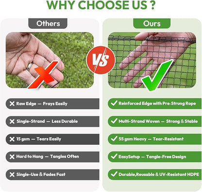 Deer Fence for Garden 7ft x 50ft, Plastic Mesh Deer Fence Netting with Pre-Strung Reinforced Edge, Reusable Temporary Fence, Ideal for Animal Barrier & Garden Fencing for Plants & Fruit Trees