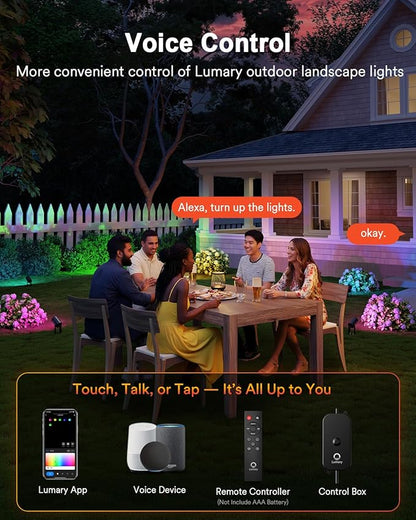 Lumary Smart Landscape Lights Pro 500LM, 6 Pack Color Changing Landscape Spotlights IP65 Waterproof, RGBAICW Low Voltage Outdoor Lights for Garden Yard and Pathway, APP/Remote/Voice Control, 65FT