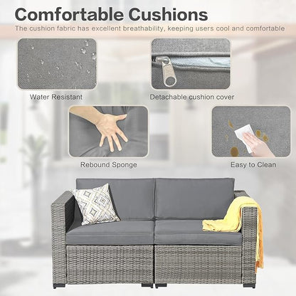 3-Piece Outdoor Patio Sectional Set, Durable Rattan Couch, Waterproof Sofa for Your Villa, Balcony, Porch, Backyard, Deck, Grey
