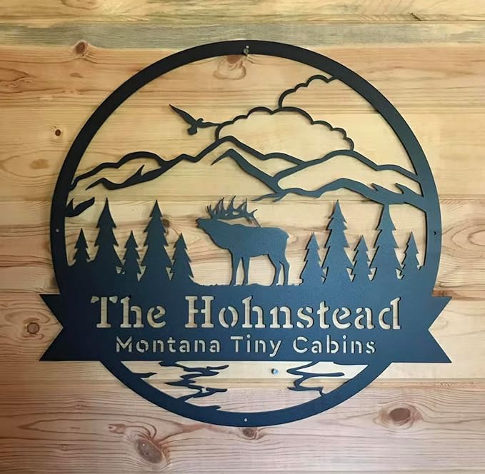 RealSteel Personalized Elk Metal Wall Art – Custom Rustic Home Decor with Mountain Landscape, Perfect for Indoor & Outdoor Spaces, Hunting Lodge, Cabin, or Farmhouse Decoration