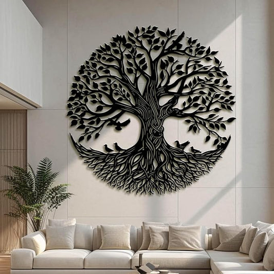 Flewfar Tree of Life Metal Wall Art, Metal Tree of Life Wall Decor, Family Tree Wall Art for Living Room, Indoor Outdoor Decoration, Large Tree of Life Metal Wall Art (White, 30" x 30" / 76 x 76cm)