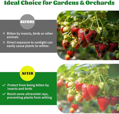 Garden Netting for Raised Beds, Fine Mesh Bird Netting Pest Barrier, 2 Pack Raised Bed Plant Covers for Garden Protection Against Animals & Insects for Vegetables, Fruits, Flowers (2, 4.3×2.6×1.8FT)