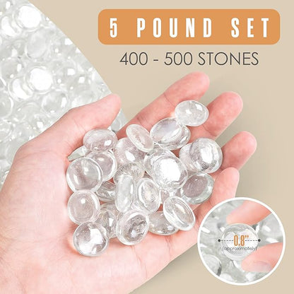 Houseables Glass Marbles, Glass Beads for Vases, Marbles for Vases, 5LB, 500-600, Clear Beads, Clear Gems, Fillers for Centerpieces, Decorative Rocks, Flat, Stones, Pebbles, Crafts, Plants, Fish Bowl