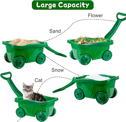 Duckura Kids Wheelbarrow Set - Gardening Tools for Kids with Shovel, Rake, Trowel, Outdoor Yard Lawn Digging Weed Toys, Easter Birthday Gifts for Boys Girls Age 2 3+Years Old(Green A)