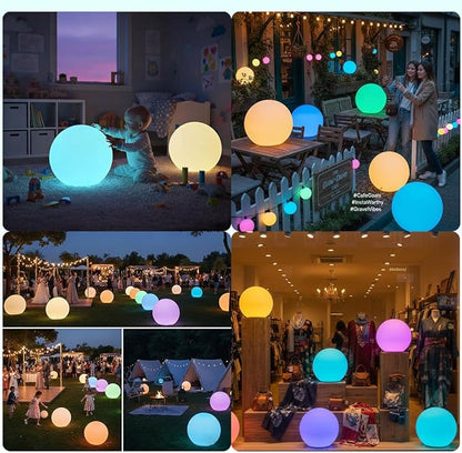 16 Inch Ultra-Fun LED Ball Light, Rechargeable Globe Floor Lamp w/Remote, 16 RGB Color Changing LED Glowing Orb Light, Waterproof Outdoor Ambiance Lighting, Pool Party Garden Patio Decor