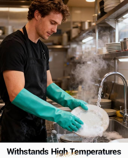 ThxToms Long Nitrile Chemical Resistant Gloves, Reusable Heavy Duty Safety Work Gloves, Acid, Alkali and Oil Protection