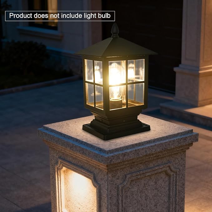 Outdoor Post Light, Modern Exterior Pillar Lantern, Dusk to Dawn Outdoor Lighting, Exterior Post Lantern Lamps for Garden Backyard Patio Lawn Driveway Porch