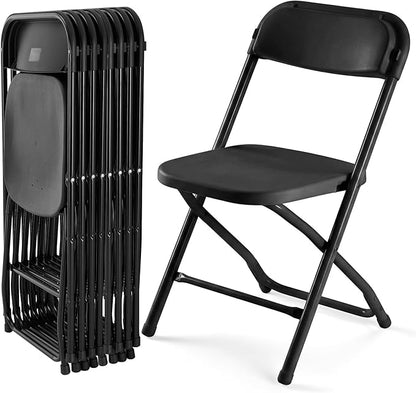 DUMOS Folding Chairs Sets of 8, 330lbs Plastic Stackable Portable Patio Dining Sets, Fold Up for Indoor Outdoor, Camping, Garden, Party, Meeting, Black