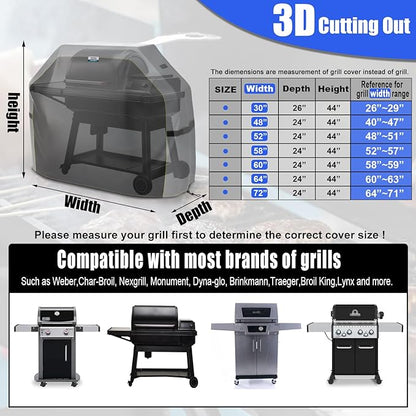 LIBZAKI Grill Cover 420D Waterproof, Weather Resistant, Rip-Proof, Anti-UV, Fade Resistant,Gas Grill Cover for Weber,Char Broil,Nexgrill Grills, etc.58 inches-Blue/Gray