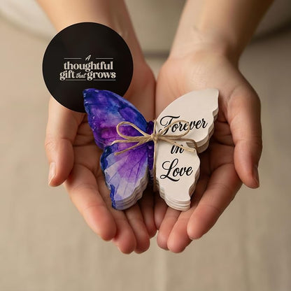 50pcs Large Printed Forever in Love Butterfly Seed Paper – Writable & Plantable Wildflower, Mom's Gift for Birthday, Use for Wedding, Baby Shower, & Party Favors