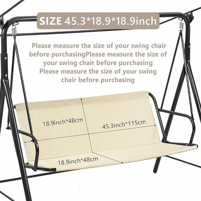 Outdoor Porch Swing Seat Cover Replacement,600D Thickened Oxford Waterproof Swing Replacement Cushion Fabric Covers for 3-Seater Patio Garden Yard Chair Bench (Beige,45.3 x 18.9 x 18.9 Inches)