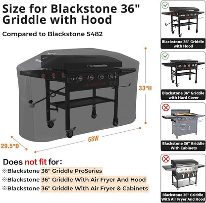 Griddle Cover for Blackstone 36 inch Griddle with Hood 5482[2026 Upgraded 1000D Heavy Duty] Flat Top Grill Cover,Waterproof Rip-Proof Grill Cover for Blackstone and More 4-Burner Griddle with Air Vent