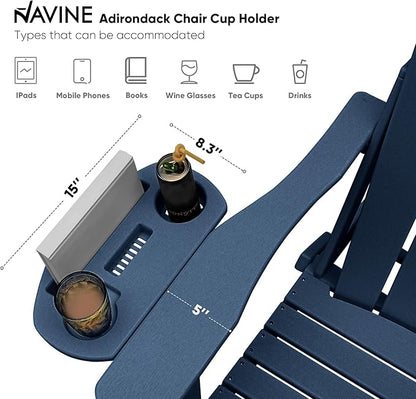 Adirondack Chair, HDPE Folding Adirondack Chair with Multifunctional Cup Holder, Weather Resistant Fire Pit Chair for porches, patios, patios, poolsides, Decks.