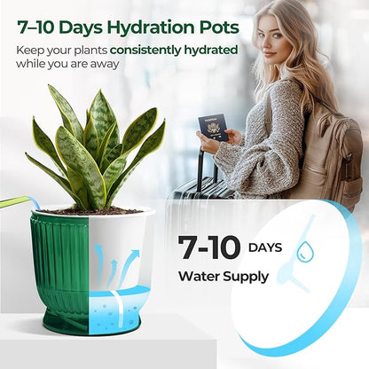 T4U 4.8 Inch Self Watering Plant Pot, 4 Pack Self Watering Pots, Self Watering Planter with Reservoir, Small Self Watering Pots for Indoor Plants, African Violets (4 Pack, 4.8", Translucent Green)