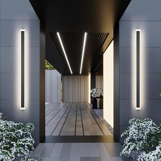 Long Outdoor Wall Light 47.2In 4000K,Modern Black Exterior Wall Mount Outdoor Lighting IP65 Waterproof for Porch Courtyard,1Pack