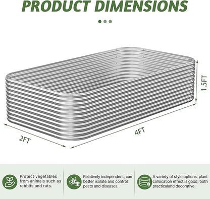 3 Pack Tall Corrugated Galvanized Steel Raised Garden Bed Outdoor, Metal Above Ground Garden Bed for Vegetables and Flowers, Raised Beds for Gardening-4x2FT