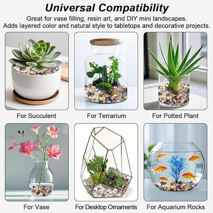 Vase Filler,Landscaping Pebbles, River Rocks Decorative Ornamental Pebbles, DIY Smoothed Rocks for Potted Plant Resin Art Vase Fillers Aquarium Gravel Rocks (Mixed Color, 1 Pound)