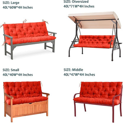 Swing Replacement Seat Cushions, 2-3 Seater Bench Cushions for Outdoor Furnitur with Backrest, Garden Recliner Seat Cushions Waterproof Sofa Pads (Orange, 60x40in)