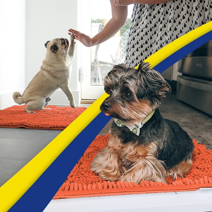 Muddy Mat® | Super Water Absorbent Door Mat Indoor, Microfiber Quick Dry Chenille Entryway Rug, Slip Resistant Front Door Mat, Indoor Mats for Entryway, Machine Washable Pet Rug, Coral 20" x 30"