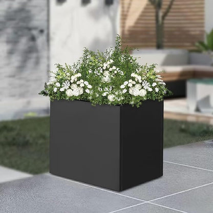 20Inch Steel Planter Box Metal Planter Large Tall Square Planters for Indoor Outdoor Plants, Heavy Duty Flower Pot for Patio, Yard, Garden (Black, 20" L x 20" W x 20" H)
