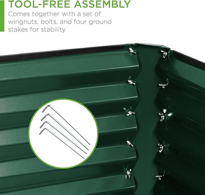 Best Choice Products 6x3x2ft Outdoor Metal Raised Garden Bed, Deep Root Box Planter for Vegetables, Flowers, Herbs, and Succulents w/ 269 Gallon Capacity - Dark Green