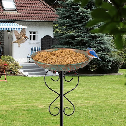 Metal Bird Bath for Outside,Garden Bird Baths for Outdoors,Standing Birdbaths & Birdfeeder with Cast Iron Bowl for Garden Patio Yard Lawn Decor