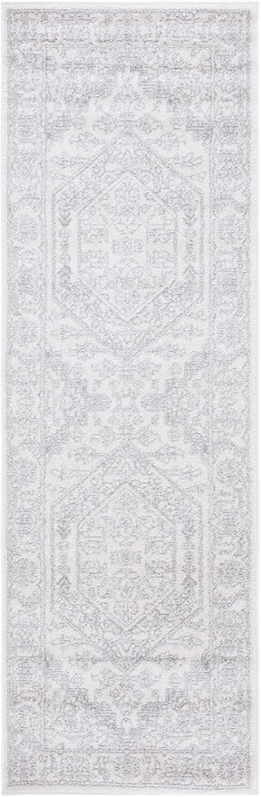 SAFAVIEH Adirondack Collection Runner Rug - 2'6" x 6', Ivory & Silver, Oriental Medallion Design, Non-Shedding & Easy Care, Ideal for High Traffic Areas in Living Room, Bedroom (ADR108B)