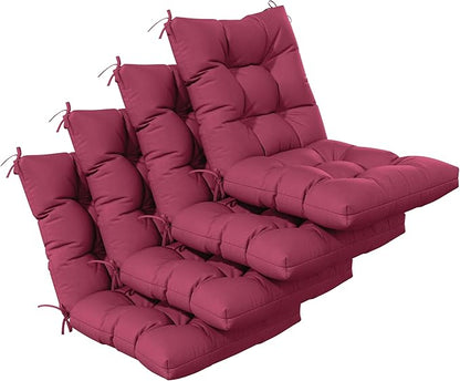Patio Seat&Back Chair Cushions for Outdoor Furniture，Comfortable Cushions for Rocking/Dining/Lawn Chair-Set of 4