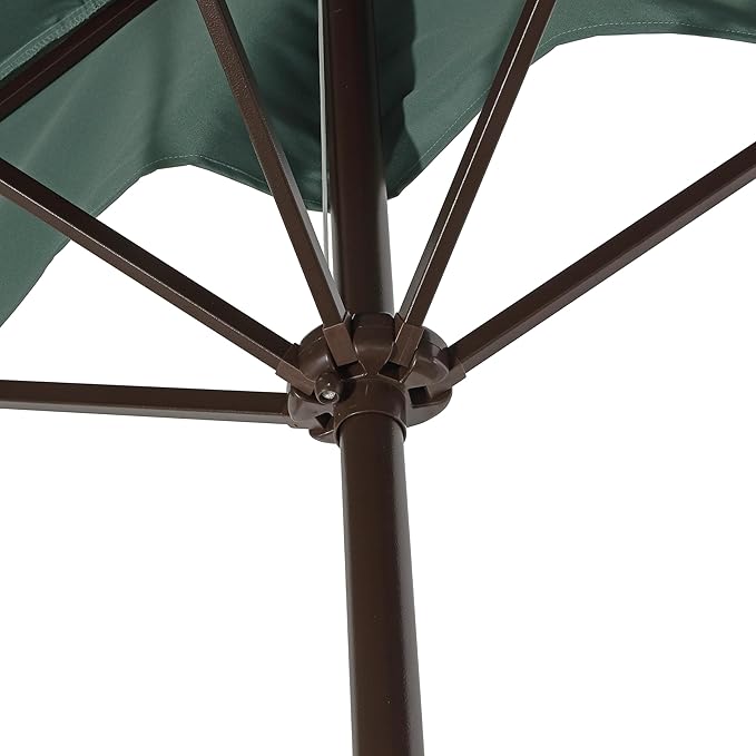 JONATHAN Y Half Umbrella UMB1200E Sidney 9 ft. Classic MidCentury Rectangular Market Patio with Crank, Wind Vent and UV Protection in Green/White