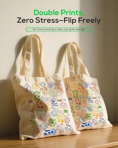 METALPHA Aesthetic Tote Bag for Women Girls - Resuable Double-Sided Printed Canvas Tote Bag with Snap Closure and Pocket