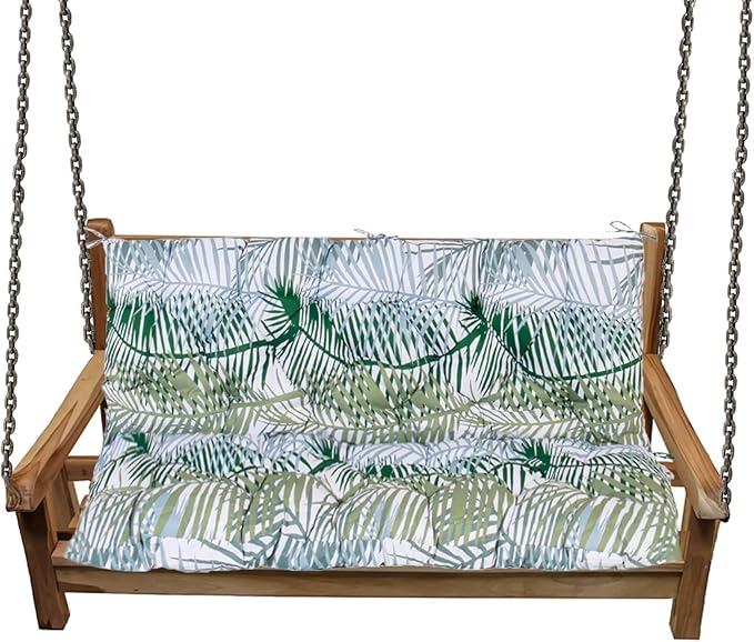 Replacement Cushions for Swing, Swing Cushions 3 Seater Replacement, Waterproof Thicken Washable Pad Cushion for Outdoor Indoor Furniture Swing Patio (Bamboo Leaf, 40x71 inch)