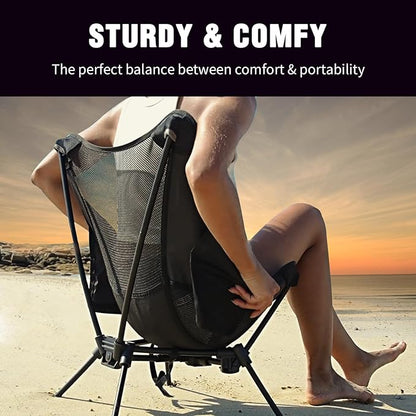 MOON LENCE Portable Camping Chair，Lightweight Backpacking Hiking Chairs,Compact,Foldable,with Anti-Sinking Large Feet for Beach,330 lbs Capacity (Khaki, Standard)