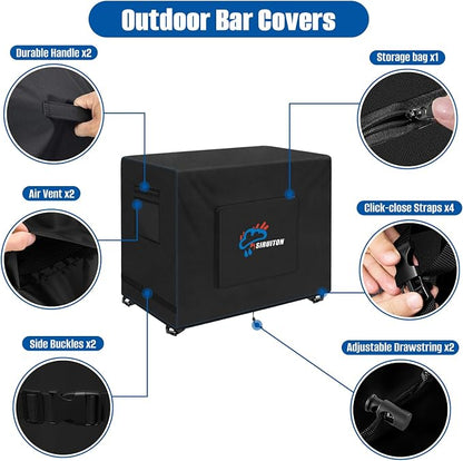 SIRUITON Outdoor Bar Cart Cover for 48 Inch BBQ Food Prep Table, Heavy Duty 600D Oxford Fabric Outdoor Dining Cart/BBQ/Worktable Metal Movable Table Waterproof Cover