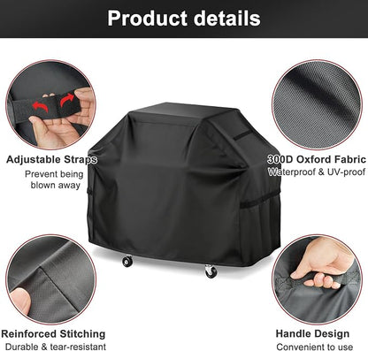 LBTING Grill Cover, 55-inch Heavy Duty 300D Oxford Waterproof Windproof UV Resistant BBQ Gas Grill Cover for Outdoor Barbecue Fit Most Brands Weber, Brinkmann, Char Broil, Holland