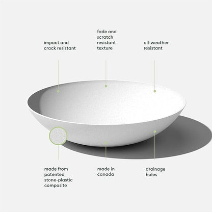Veradek Mason Series Lane Bowl Planter| for Indoor or Outdoor Tabletops/Gardens |Made from Plastic-Stone Composite with Drainage Holes|Modern Décor for Flowers, Succulents, Small Plants