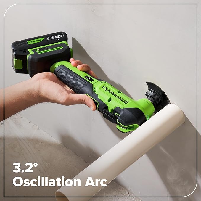 GREENWORKS 24V (8-TOOL) Combo (Drill, Impact Driver, Circular Saw, Reciprocating Saw, Jigsaw, Multi-Tool, Sander, Flashlight), 4.0Ah + (2) 2.0Ah (Power Bank) Batteries, (2) Cables, 65W Rapid Charger