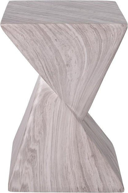 Christopher Knight Home 18.5 Inch Modern Outdoor Faux Concrete Side Table, Patio End Table with Sculptural Fluted Geometric Design, Accent Table for Garden Balcony Poolside