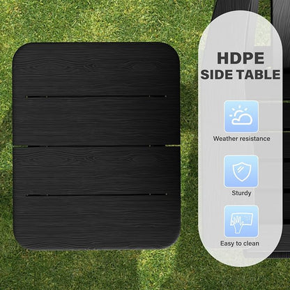 Ayge 17.7" Double Outdoor Side Table, Rectangular HDPE Adirondack End Table for Patio, Lawn, Pool, Garden, Backyard，Black