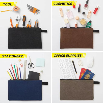 8 Pack Canvas Tool Pouch with Zipper,Upgrade 16 oz Heavy Duty Small Tool Bag,Multipurpose Organizer Utility Tool Bag,for Tools,Office Supplies,Cosmetics,Stationary