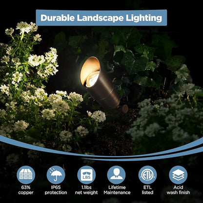 Gardencoin Solid Brass Outdoor Landscape Spotlights, 12V LED Low Voltage Landscape Lights for Garden and Yard, Bronze Heavy Duty Up Lighting Fixture Without MR16 Bulb, 12 Pack