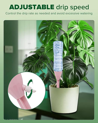 MYMULIKE 6 Pack Self Watering Planter Drip, Automatic Drip Irrigation Stakes with Adjustable Valve, Adjustable Water Flow System, Self Watering Planter Insert Devices for Indoor and Outdoor Plants