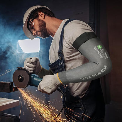 Schwer AIR-SKIN ANSI A6 Cut Resistant Arm Sleeves for Men & Women, Arm Protectors for High Risk Work, Gardening Sleeves, 10 Pairs, Dark Grey, 18 IN