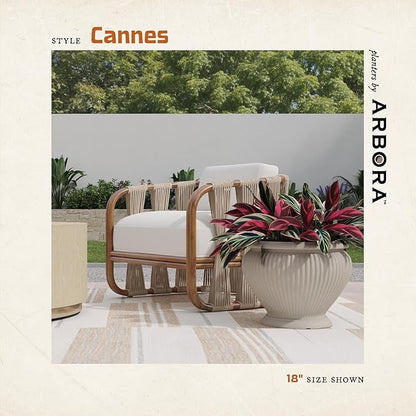 ARBORA 18" Cannes Urn Polyresin Indoor and Outdoor Planter with Classic Cream Finish - Durable, Weatherproof, Lightweight, Large Plant Pot for Patio, Garden, Deck, Entryway