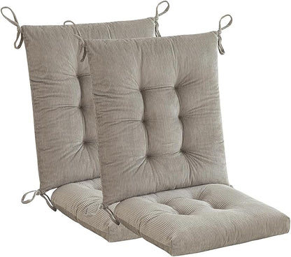 Outdoor Patio Cushion, Rocking Chair Cushion, Tufted Pads, Set of Upper and Lower with Ties Pack of 2 (2 Sets) - Back 20"×17", Seat 17"×17" (Grey)