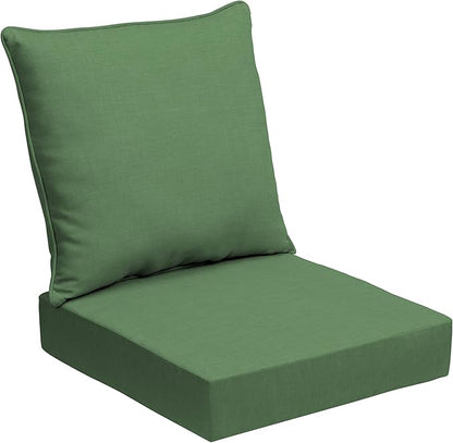Arden Outdoor Foam Deep Seat Cushion Set, 24 in x 24 in, Weather-Proof, Rain-Proof, Fade Resistant Patio Cushion, Bottom and Back Cushion for Chair, Sofa, and Couch Bright Moss Green Leala
