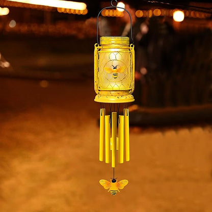1 Pack Solar Bee Wind Chimes for Outside, Mother' s Day Gifts for Mom Women Grandma, Solar Mason Jar Wind Chime Light Unique Hanging Wind Chimes Outdoor, IP65 Waterproof for Yard Garden Terrace
