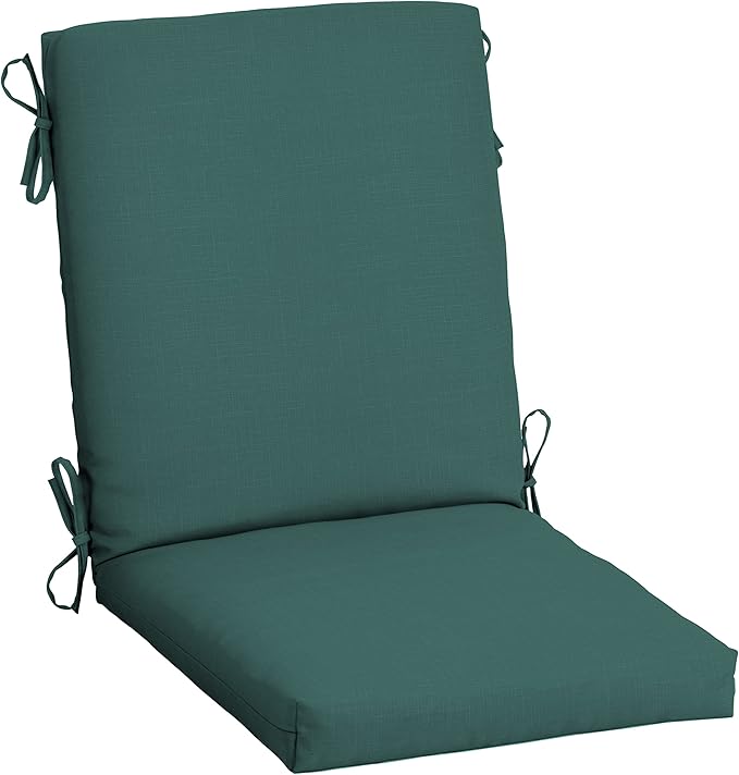 Arden Outdoor Patio Dining Chair Cushion, 20x44, Rain-Proof Seat Pad, Fade-Resistant Outdoor Cushion Peacock Blue Green Texture