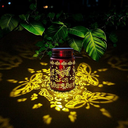 4pack Solar Outdoor Mason Lanterns, Hummingbird Butterfly Dragonfly Sunflower Garden Decor LED Light Hanging Waterproof Metal Lanterns for Patio, Pathway, Yard (Art Deco 4pack)