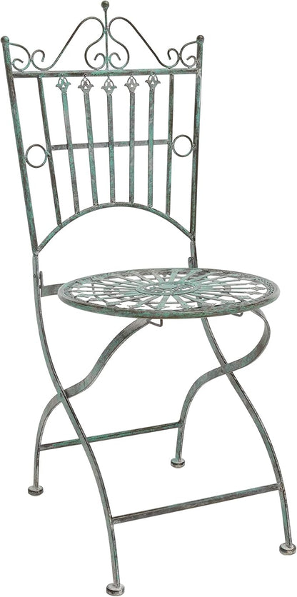 SAFAVIEH Outdoor Collection Belen Victorian Antique Dark Green Wrought Iron 3-Piece Bistro Set
